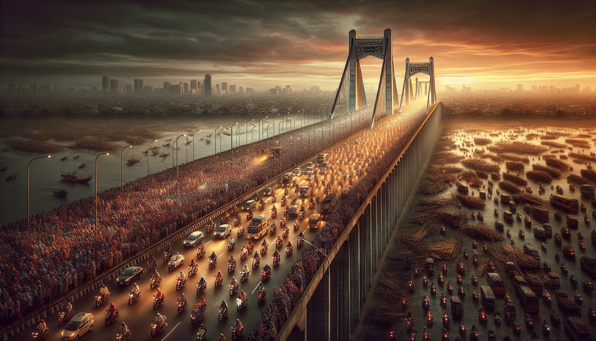 Ribuan Pemudik Serbu Jembatan Suramadu Malam Hari